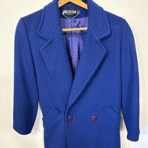 JACKET WOOL PEACOAT WOMEN SMALL Billycoat VTG  100% Long Coat  HALF BACK BELT